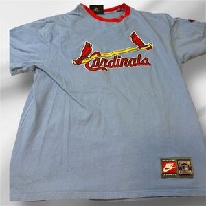 St. Louis Cardinals Shirt Mens Large Blue Red Nike MLB Baseball Cooperstown Tee